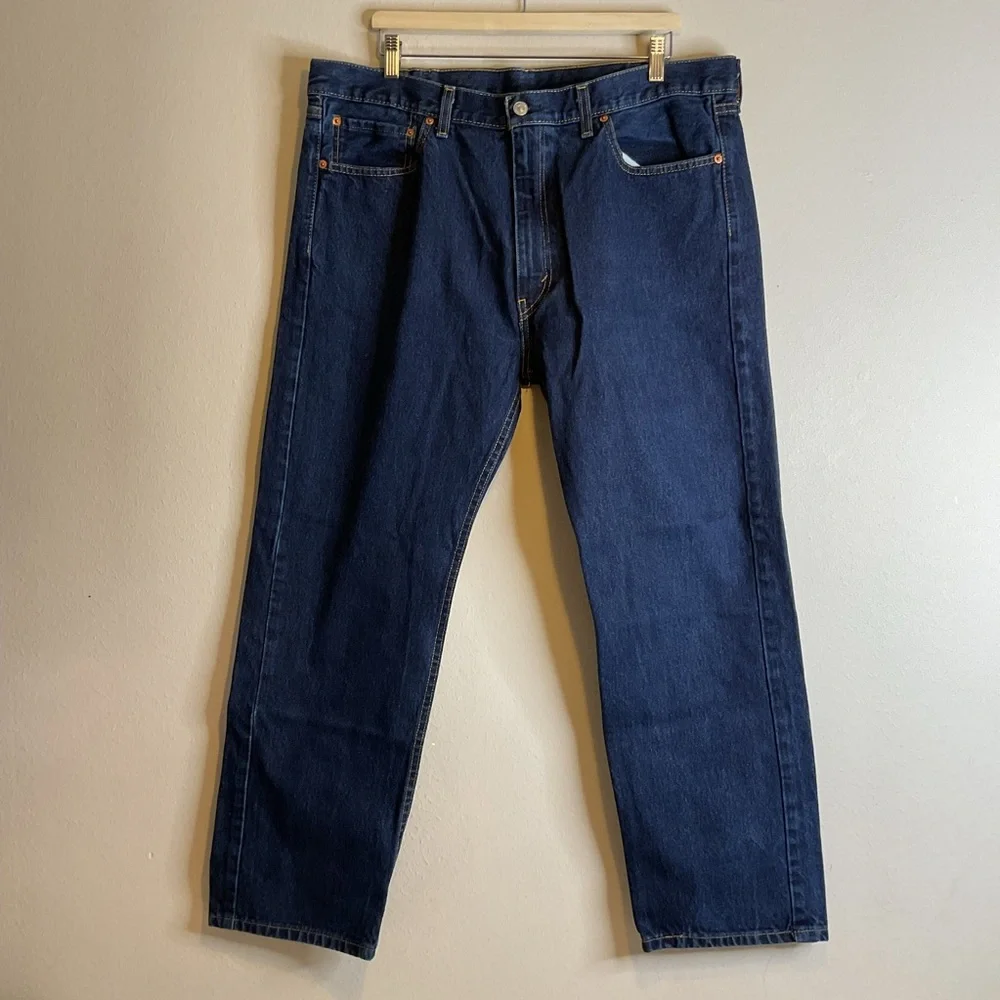 Levi's 505 Regular Fit Dark Wash Blue Jeans 100% Cotton‎ Size 40x30